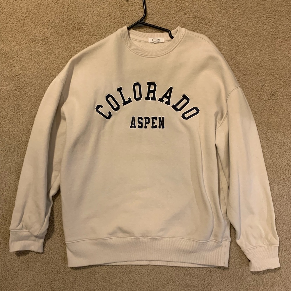 Garage Tan Colorado Aspen Oversized Crewneck Sweatshirt Size XS